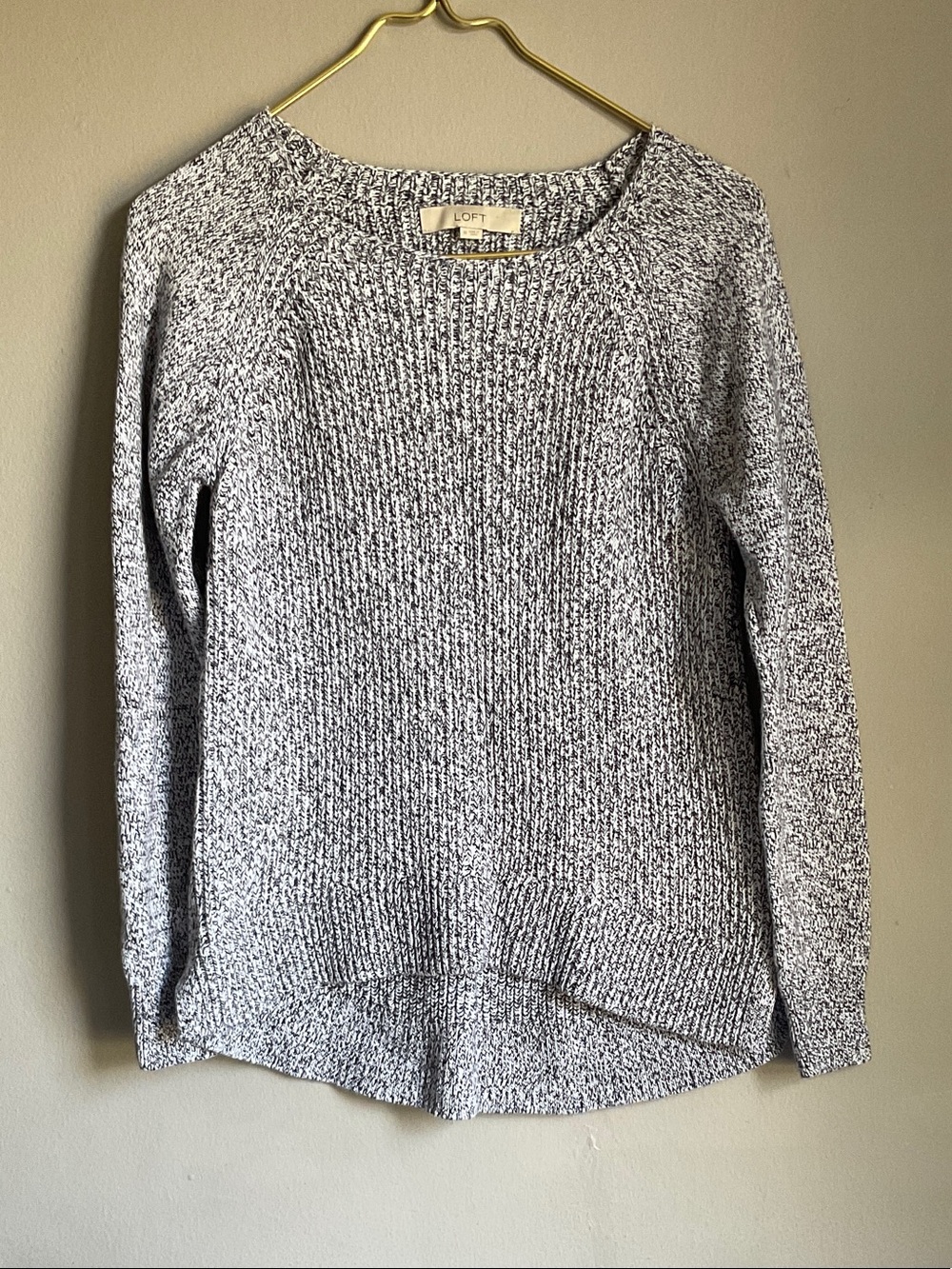 LOFT Marled Black & White Crewneck Sweater